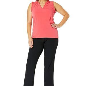 Michael Kors Pink Lux Matte Jersey Ruffle Trim Top